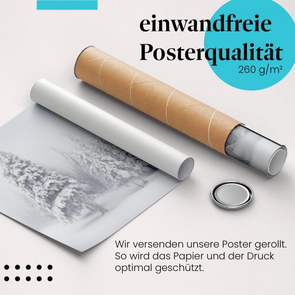 "Winterwald": Gerolltes Poster - Nebel, mystisch.