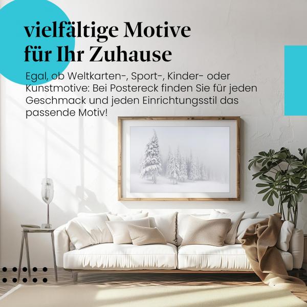 Dieses Leinwandbild mit dem Winterwald bringt die Ruhe und Schönheit des Winters in Ihr Zuhause.