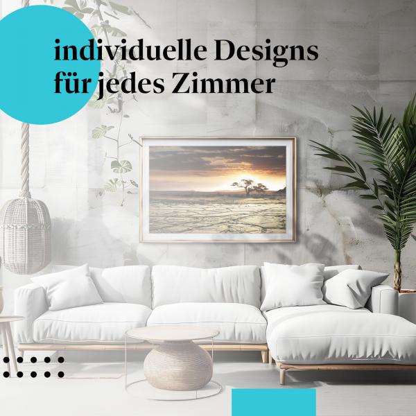 Wüstenposter: "Einsamer Baum" - Baum in der Wüste bei Sonnenuntergang
