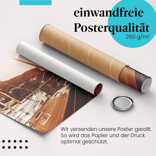 "Yachten": Gerolltes Poster - Hafen, Sonnenuntergang, Luxus.