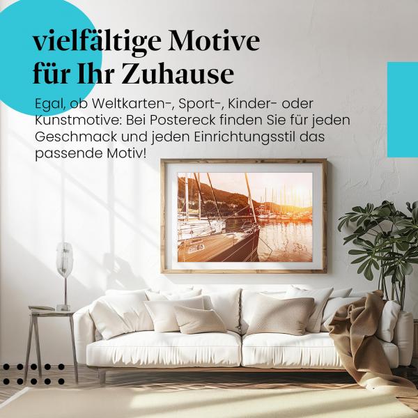 Dieses Leinwandbild mit den Yachten im Hafen ist ein Hingucker für alle, die das Meer und Luxus lieben.