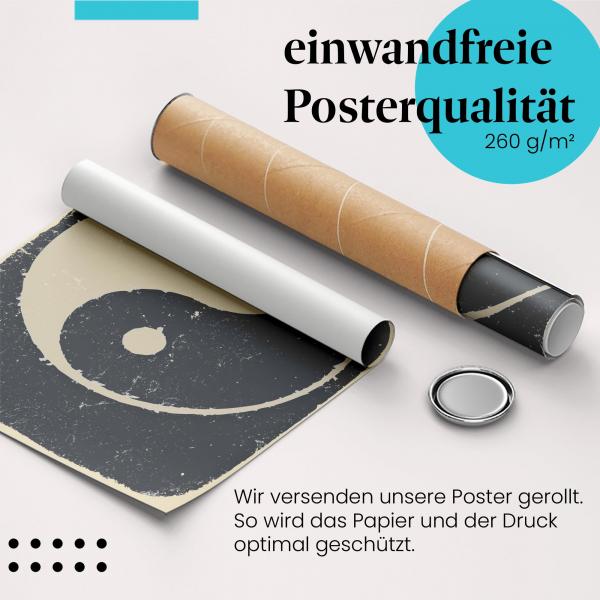 "Yin Yang": Gerolltes Poster, Vintage, Symbol.