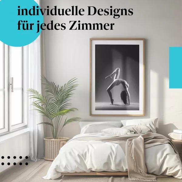 Anmut in Schwarzweiß: Yoga-Pose im Schatten | Postereck 0037 Anmut in Schwarzweiß: Yoga-Pose im Schatten | Postereck 0037
