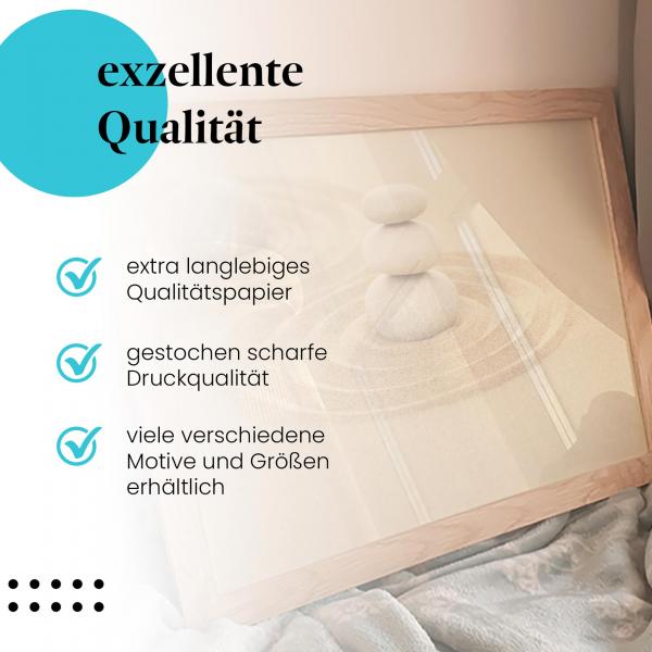 "Zen-Garten": Gerahmtes Wandbild - Harmonie und Ruhe.