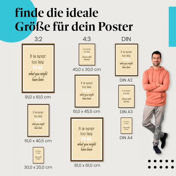 "Es ist nie zu spät" Poster: Motivierendes Zitat - jetzt bestellen!