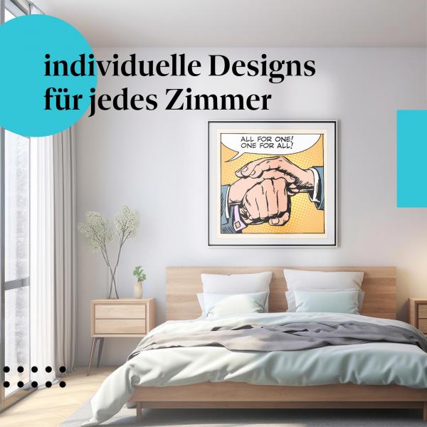 "Freundschaft & Stärke": Kunstdruck "Hände" - Deko für Teamplayer.