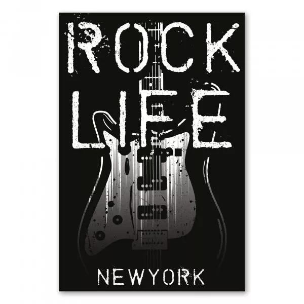 Used-Look E-Gitarre & Schriftzug "Rock Life New York" - cooles Design für Musikliebhaber. Used-Look E-Gitarre & Schriftzug "Rock Life New York" - cooles Design für Musikliebhaber.