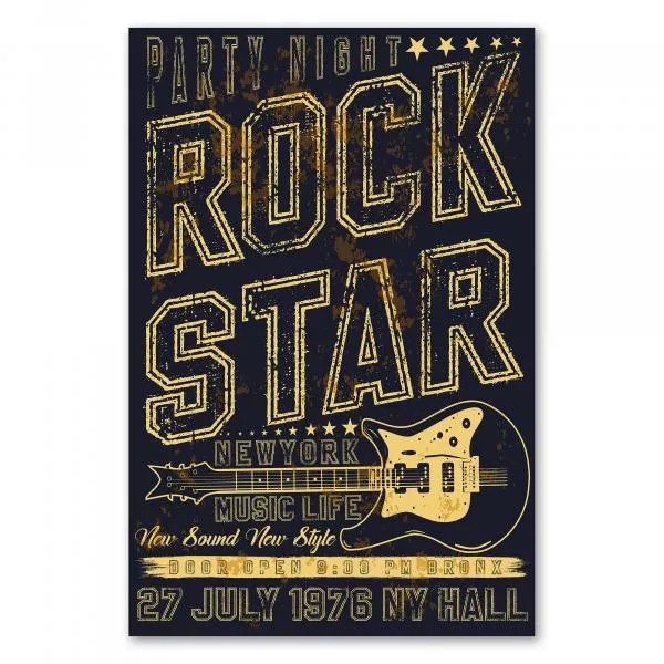 Konzertposter im Retro-Stil: Gitarre, Sterne & Schriftzug "Rock Star New York Music Life". Konzertposter im Retro-Stil: Gitarre, Sterne & Schriftzug "Rock Star New York Music Life".