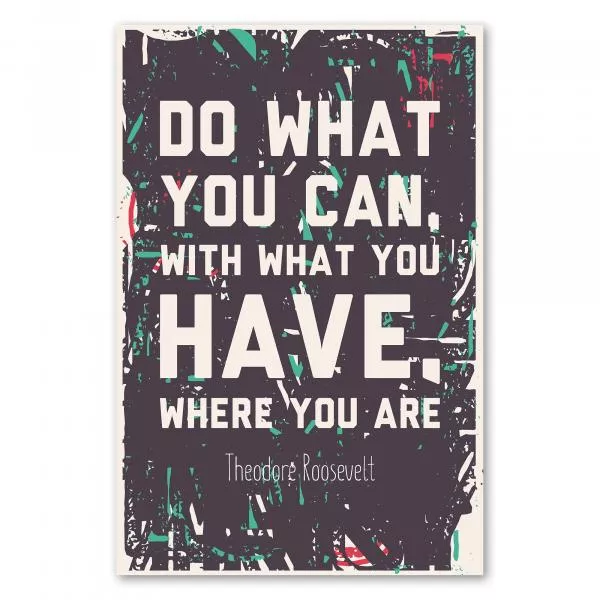 "Do what you can, with what you have, where you are." - Theodore Roosevelt