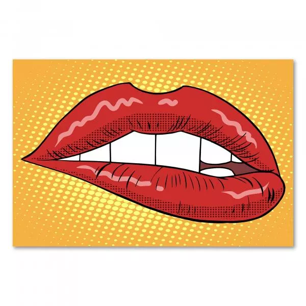 Knallrote, glänzende Lippen im Comic-Stil – ein verspielter und verführerischer Blickfang. Knallrote, glänzende Lippen im Comic-Stil – ein verspielter und verführerischer Blickfang.