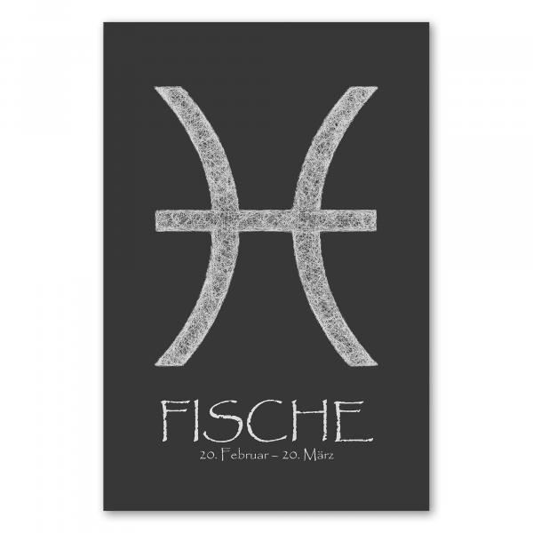 Das Sternzeichen Fische - sensibel und einfühlsam - dargestellt in einer weißen Skizze auf schwarzem Hintergrund.