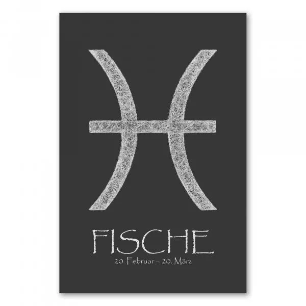 Das Sternzeichen Fische - sensibel und einfühlsam - dargestellt in einer weißen Skizze auf schwarzem Hintergrund. Das Sternzeichen Fische - sensibel und einfühlsam - dargestellt in einer weißen Skizze auf schwarzem Hintergrund.