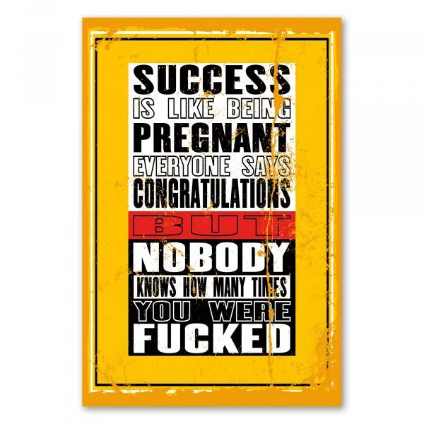 „Success Is Like Being Pregnant...“ – humorvolles Poster zeigt Realität des Erfolgs. „Success Is Like Being Pregnant...“ – humorvolles Poster zeigt Realität des Erfolgs.