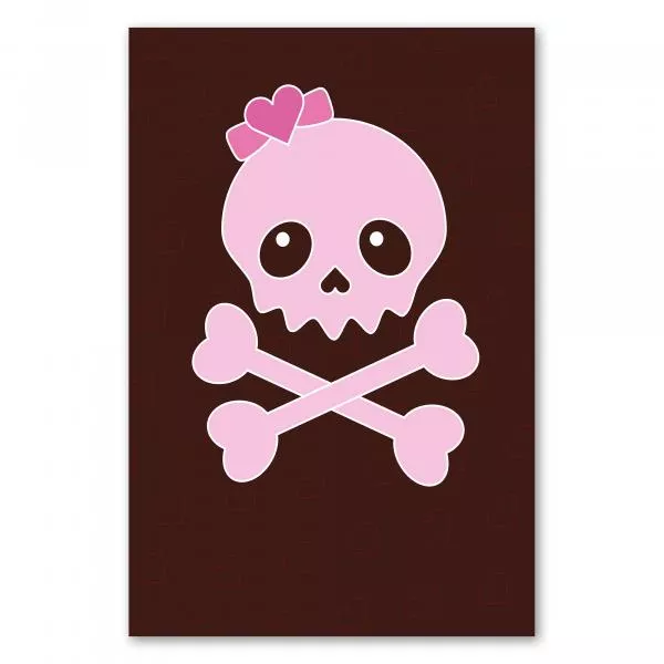 Pinker Totenkopf, Schleife, Kulleraugen, kleine rote Herzen - verspielt. Pinker Totenkopf, Schleife, Kulleraugen, kleine rote Herzen - verspielt.