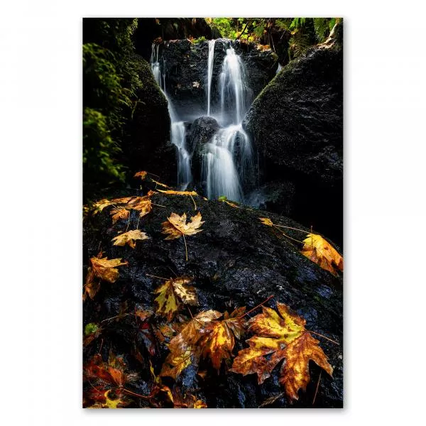 Wasserfall im Herbstwald, bunte Blätter, langes Belichtungszeit, weiches Wasser. Wasserfall im Herbstwald, bunte Blätter, langes Belichtungszeit, weiches Wasser.