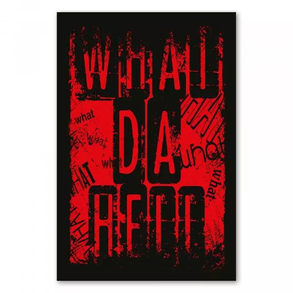 "What da Hell" in Rot auf Schwarz - Typografie-Design, ausdrucksstark. "What da Hell" in Rot auf Schwarz - Typografie-Design, ausdrucksstark.