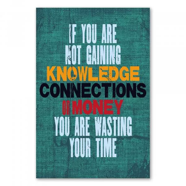 „Wenn du nicht an Wissen, Kontakten oder Geld gewinnst...“ - Typografie-Poster über Zeitmanagement und Produktivität. „Wenn du nicht an Wissen, Kontakten oder Geld gewinnst...“ - Typografie-Poster über Zeitmanagement und Produktivität.