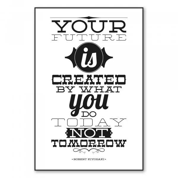 „Your future is created by what you do today, not tomorrow“ - motivierendes Zitat über Handeln. „Your future is created by what you do today, not tomorrow“ - motivierendes Zitat über Handeln.
